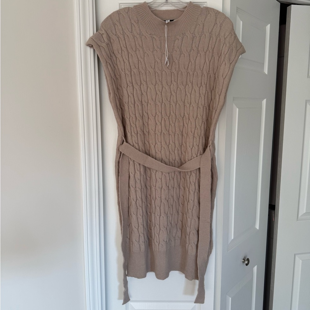 Beige Cable Knit Dress
